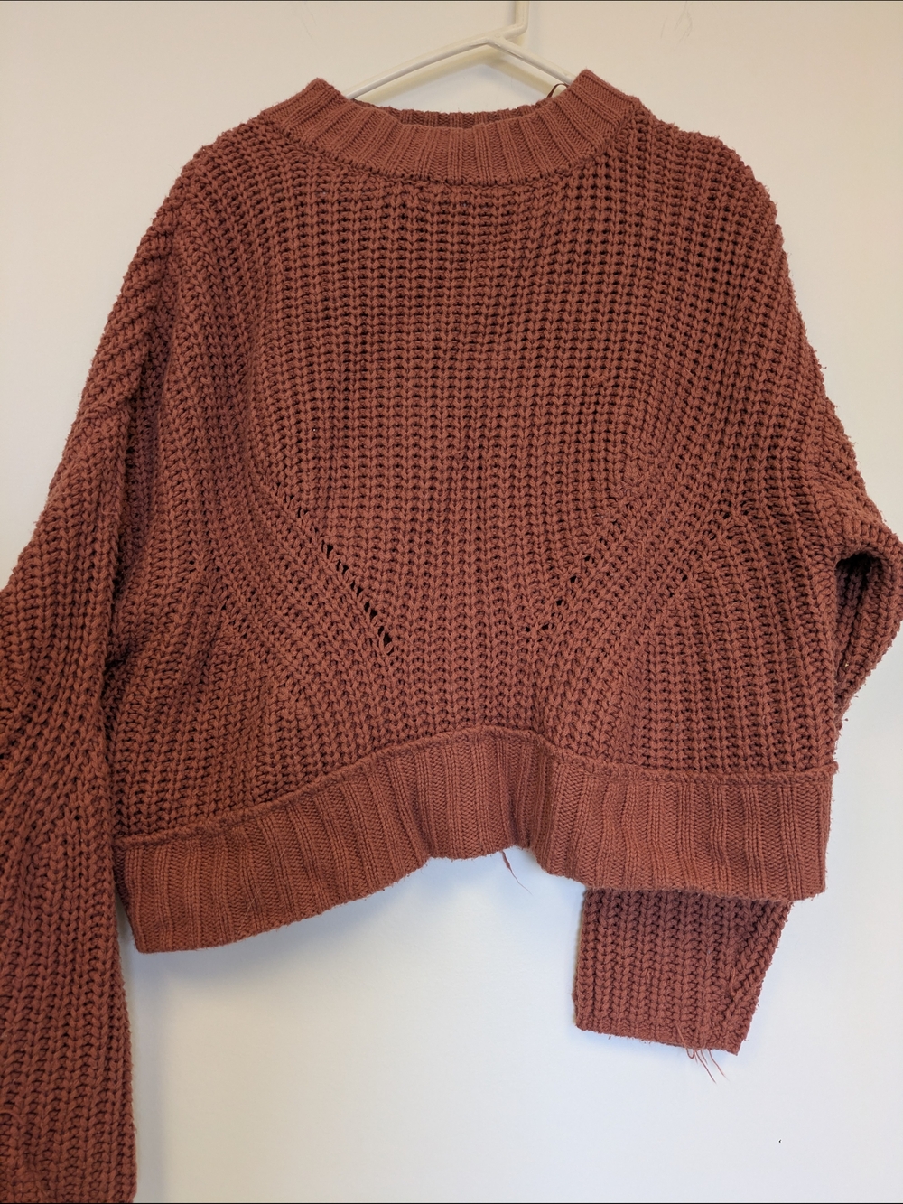 moon & madison Cropped Chunky Knit Sweater in Terracotta